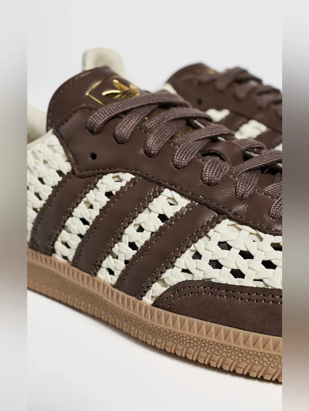 adidas samba OG Women’s Brown & Cream Woven Samba Sneakers - Picture 4 of 8
